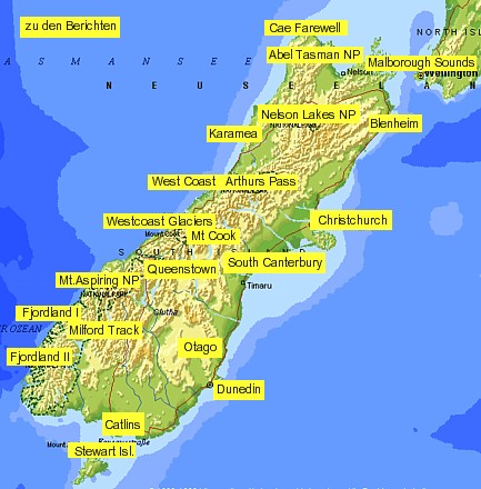 Map NZ South Island